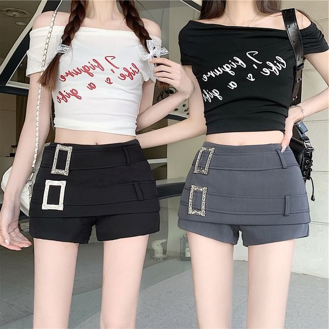Doowex-Low Rise Buckled Mini Skort