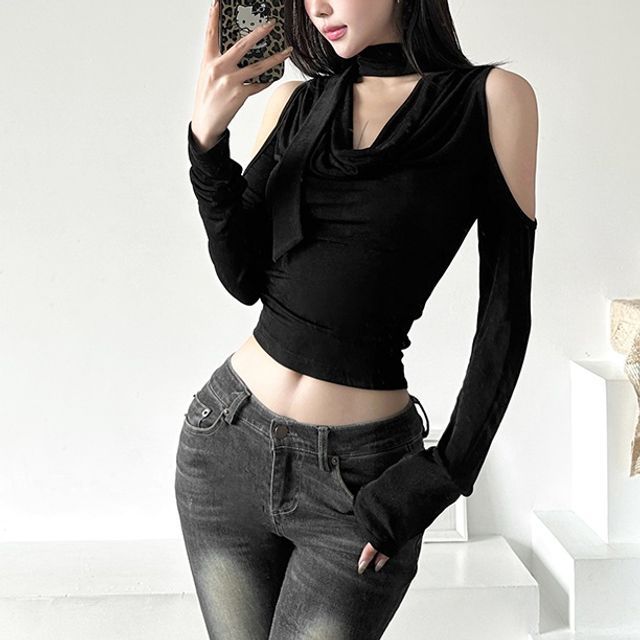 cold shoulder black turtleneck