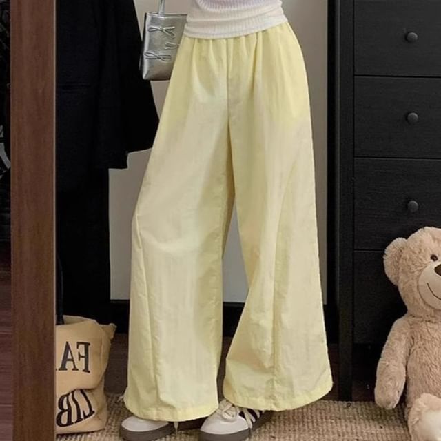 Trendycas-High Rise Plain Wide Leg Pants