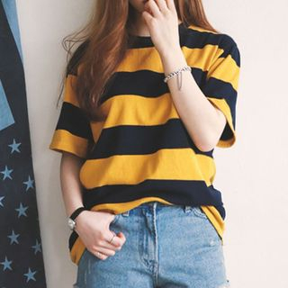 Manki - Short-Sleeve Striped T-Shirt | YesStyle