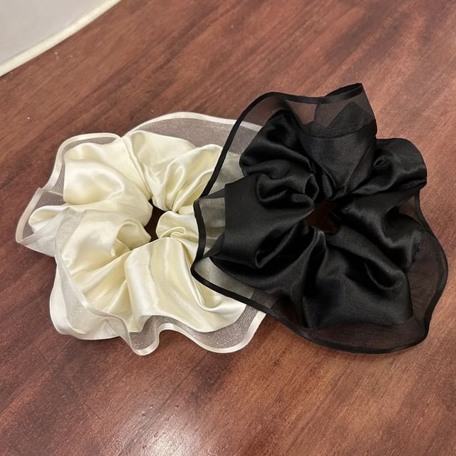 enthice-Plain Mesh Fabric Scrunchie