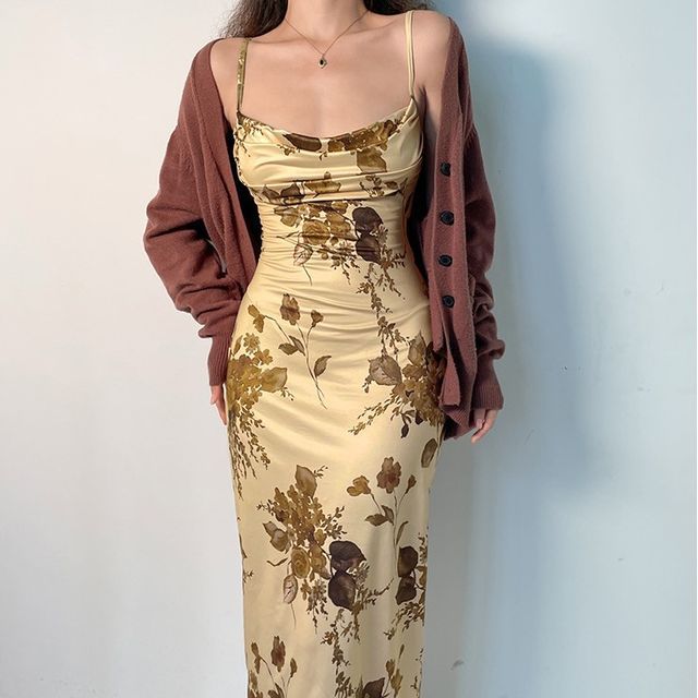 slim fit dress slacks Marissa Gold and Black Floral Mini Dress - M Size - Women's Dresses