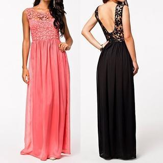 Lace Panel Maxi Dress