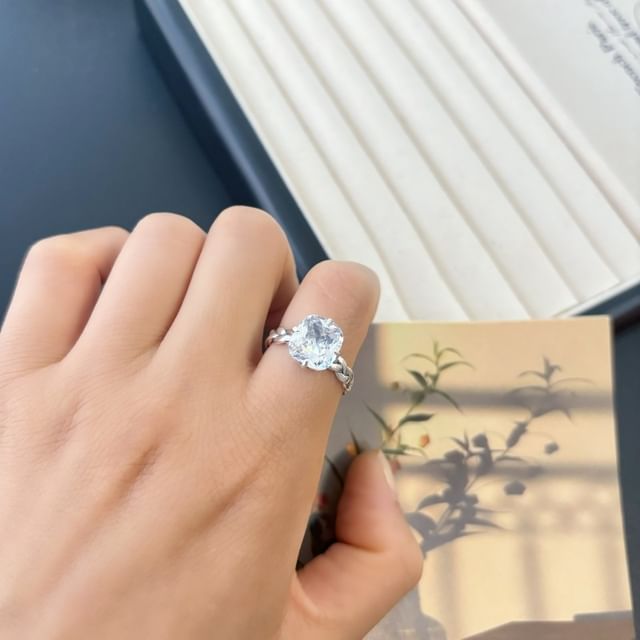 Forainer-Rhinestone Sterling Silver Open Ring