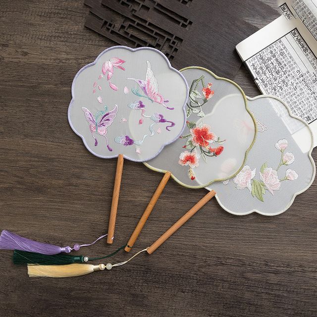 Tangier - Flower / Butterfly Embroidered Hand Fan | YesStyle