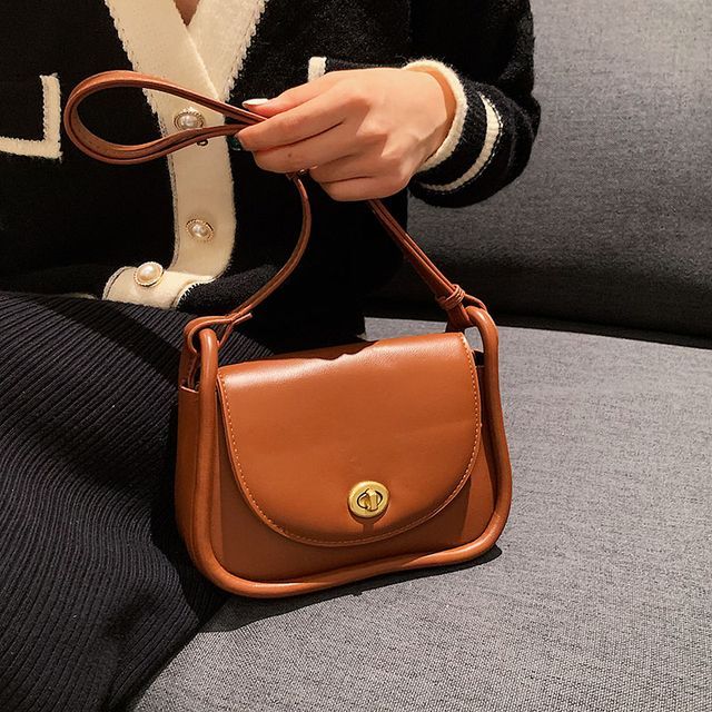 Fionne Faux Leather Flap Shoulder Bag YesStyle