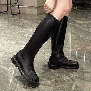 faux leather tall boots