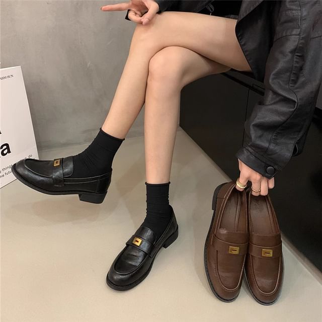Asterisk-Faux Leather Loafers
