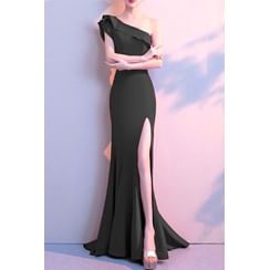 blue dress for baby girl YESFASHION Women's V-Neck Velvet Smart Formal Party Maxi Dress Wine Re   Blck