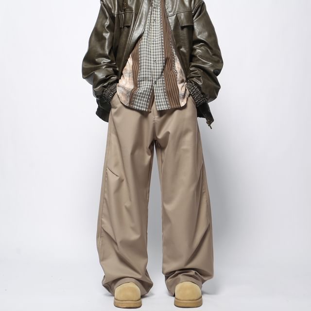 Derbundy-Mid Rise Plain Straight Leg Pants
