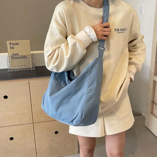 EAVALURE-Plain Fabric Crossbody Bag