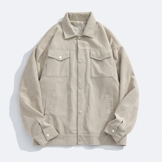 Really Point-Collared Plain Corduroy Button Jacket