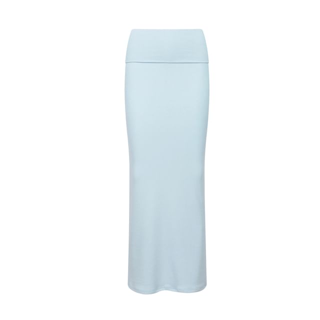 Colada-High Waist Plain Maxi Pencil Skirt