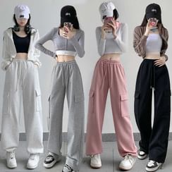 Korean Style High Waist Grey Stacked Sweatpants For Women Grey Jogger  Ruched Pants For Gym And Streetwear Y211115 From Mengyang02, $29.65