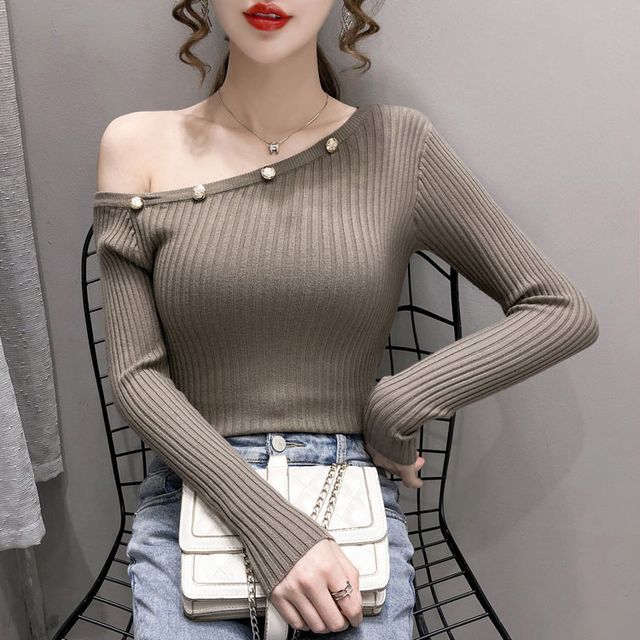 Everose-Long-Sleeve Embellished Top
