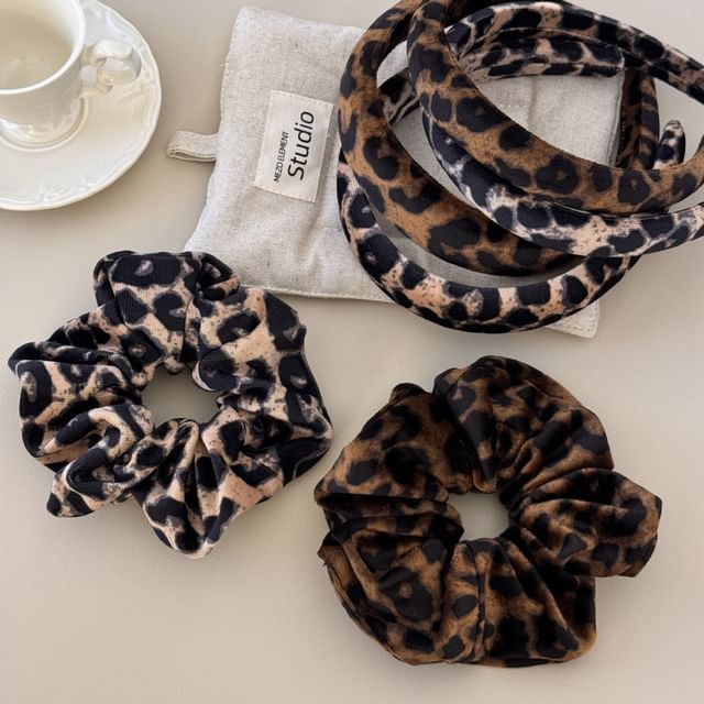 Kayochs-Leopard Print Scrunchie Headband Various Designs