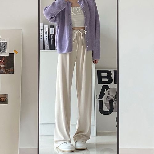 Yinyanna - Drawstring Wide Leg Pants