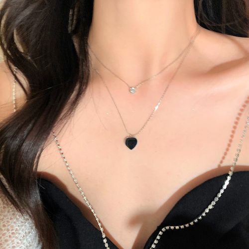 Silver Rhinestones and Heart Necklace | Joy - Red Velvet - Fashion Chingu