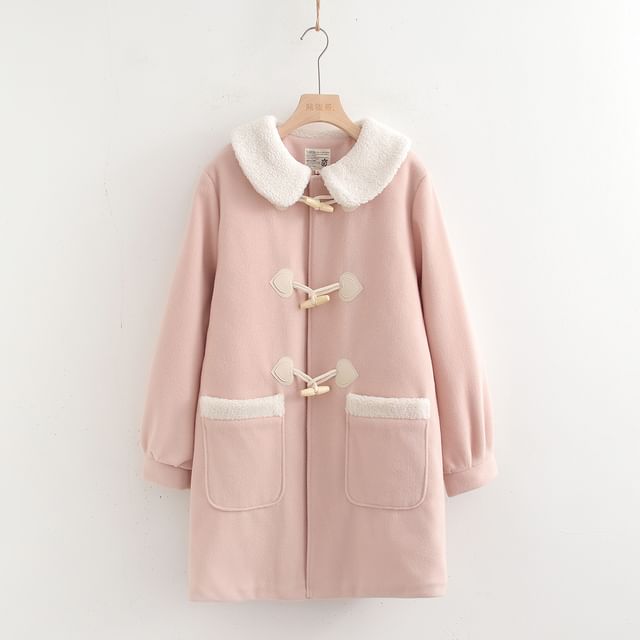 PANDAGO-Faux Shearling Collar Duffle Coat
