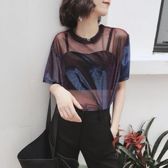 Alfie - 透视网纱短袖上衣 Alfie - 透视网纱短袖上衣