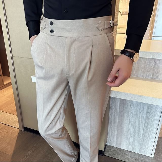 Blueforce-High Waist Plain Tapered Pants