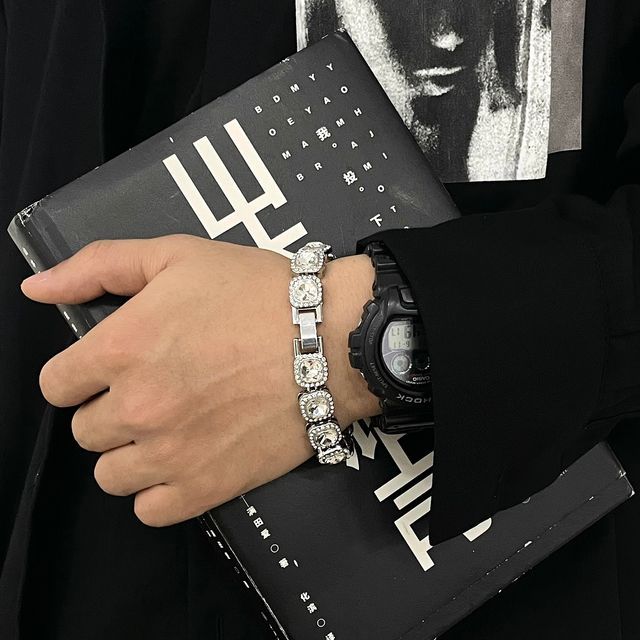 Black Degree-Square Rhinestone Bracelet Various Designs