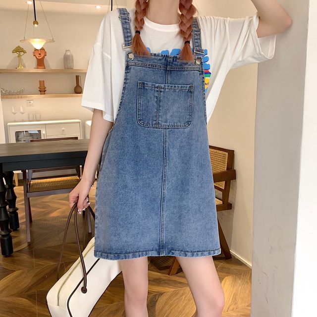 white christmas dresses Denim Dungaree Dress, 3T main image 0