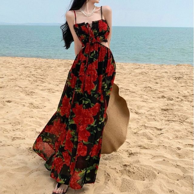 fitted lace wedding dress Soliena Garden Floral Mini Shift Dress – VICI main image 1