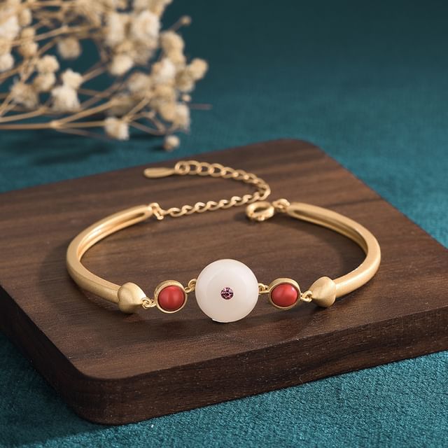 Vaje-Faux Gemstone Alloy Bangle