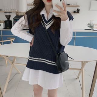 knit vest shirt dress