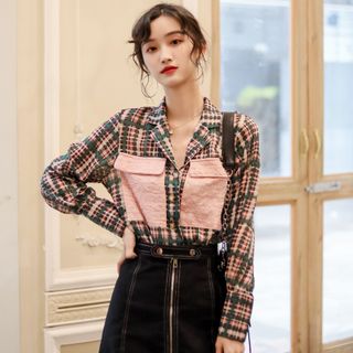 plaid chiffon blouse