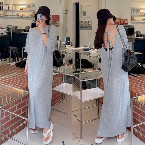 Open back t shirt dress online