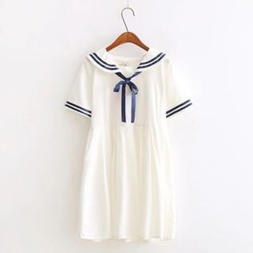 Kawaii Fairyland - Short-Sleeve Sailor Collar A-Line Dress | YesStyle