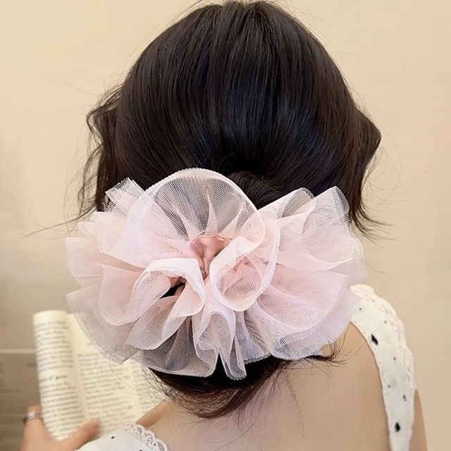Miss Floral-Plain Mesh Scrunchie