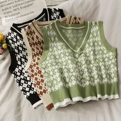 Lemongrass - Argyle Cropped Sweater Vest Lemongrass - Argyle Cropped Sweater Vest