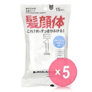 Kao - Men's Biore Hair & Face & Body One Sheet 5pcs Bundle Set