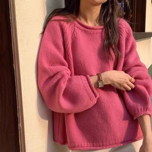 Pink plain online sweater