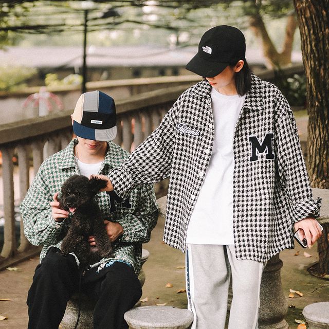 Zyacu-Lettering Plaid Shirt Jacket