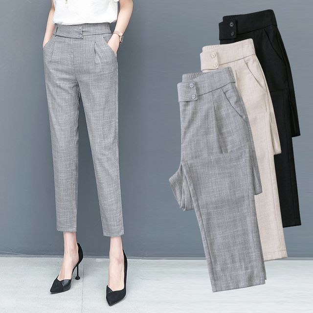 POKU Cropped Tapered Dress Pants YesStyle