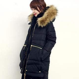 NANING9 Faux-Fur Hooded Padded Coat | YesStyle