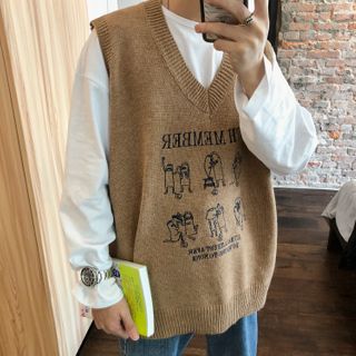 Embroidered Knit Vest