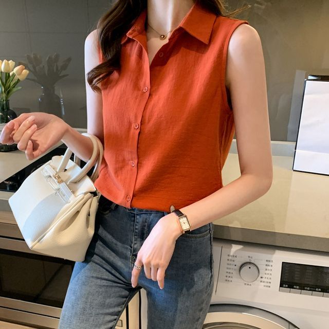 Dragan Pulse-Sleeveless Plain Shirt