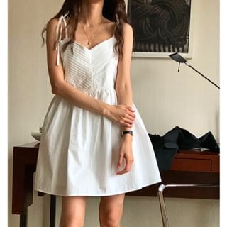 SeoulPop Spaghetti Strap Shirred Mini Dress Sale