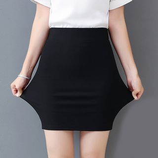 Wildery-Falda mini lisa con cintura elástica