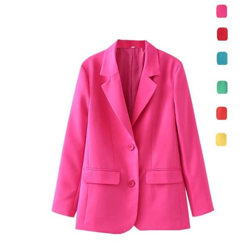 Bazer - Plain Single-Breasted Blazer | YesStyle