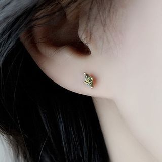 Hansha-Rhinestone Sterling Silver Stud Earring