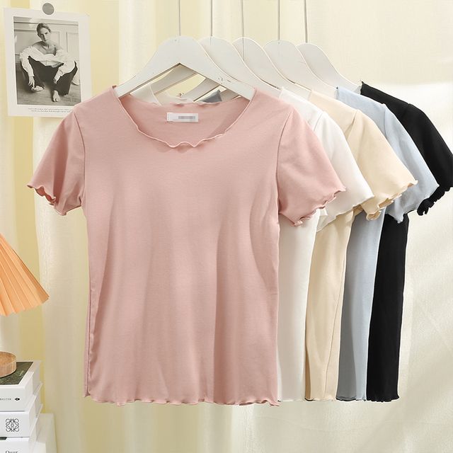 Lemongrass - Ruffle-Edge Short-Sleeve 