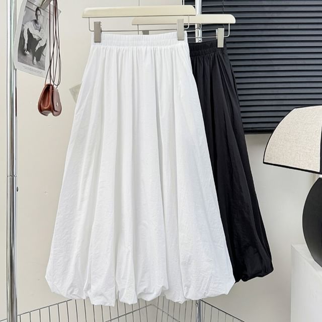 Lemongrass-High-Waist A-Line Bubble Skirt