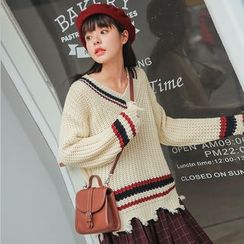 Miahynn - Striped Chunky Knit Sweater