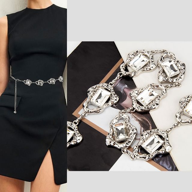 Rofuka-Rhinestone Chain Belt